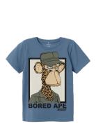 Nkmjai Boredofd Ss Top Box Sky Tops T-shirts Short-sleeved Blue Name I...