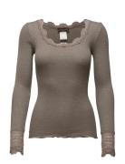 Rosemunde Rwbenita Ls O-Neck Lace Top Brun