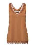 Rwbillie Sl Lace V-Neck Top Tops T-shirts & Tops Sleeveless Brown Rose...