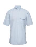 Slim Fit Casual Poplin Shirt Designers Shirts Short-sleeved Blue Eton