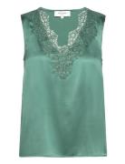 Silk Top W Lace Tops Blouses Sleeveless Green Rosemunde