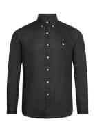 Custom Fit Linen Shirt Tops Shirts Casual Black Polo Ralph Lauren