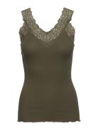 Rosemunde Organic Top W/ Lace Khaki Green