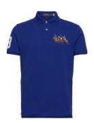 Custom Slim Fit Triple-Pony Polo Shirt Tops Polos Short-sleeved Blue P...