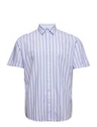 Slhregnew-Linen Shirt Ss Classic Tops Shirts Short-sleeved Blue Select...