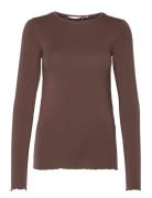 Cc Heart Round Neck Top Tops T-shirts & Tops Long-sleeved Brown Coster...
