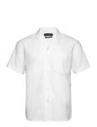 Bowling Cotton Linen Shirt S/S Tops Shirts Short-sleeved White Clean C...