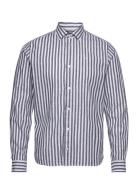 Jamie Cotton Linen Striped Shirt Ls Tops Shirts Casual Navy Clean Cut ...