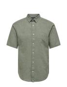 ONLY & SONS Onscaiden Life Ss Solid Linen Shirt Noos Grön