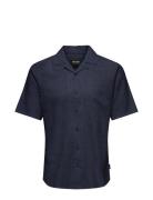 Onscaiden Ss Solid Resort Linen Noos Tops Shirts Short-sleeved Navy ON...