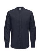 ONLY & SONS Onscaiden Life Ls Solid Linen Mao Noos Marinblå