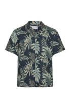 Slhrelax-Noa-Aop Shirt Ss Resort B Tops Shirts Short-sleeved Navy Sele...