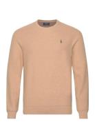 Textured Cotton Crewneck Sweater Tops Knitwear Round Necks Beige Polo ...