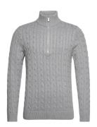 Slhryan Structure Half Zip Tops Knitwear Half Zip Jumpers Grey Selecte...