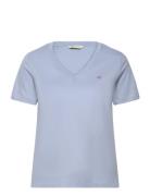 GANT Reg Shield Ss V-Neck T-Shirt Blå