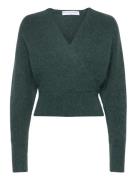 Mohair Cross-Over Sweater Tops Knitwear Jumpers Green Cathrine Hammel