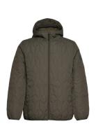 Puffer Jacket W?.Hood Fodrad Jacka Green Lindbergh