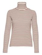 GANT Slim Striped Rib Turtleneck Brun