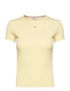 Tjw Slim Essential Rib Ss Ext Tops T-shirts & Tops Short-sleeved Yello...