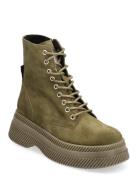 Gaja Bootie Shoes Boots Ankle Boots Laced Boots Khaki Green Steve Madd...