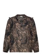 Carbetsey L/S Frill Top Aop Tops Blouses Long-sleeved Black ONLY Carma...