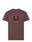 Fred Perry Flocked Laurel W Gra Tee Brun