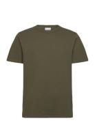 Slhsander Seersucker Ss O-Neck Tee Tops T-shirts Short-sleeved Khaki G...