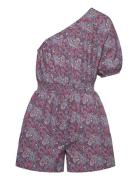 Paisley-Print Asymmetrical Jumpsuit Jumpsuit Pink Mango