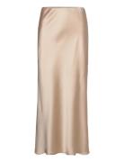 Objsateen Mw Ancle Skirt Div Lång Kjol Beige Object