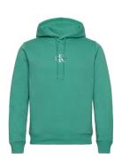 Monologo Hoodie Tops Sweat-shirts & Hoodies Hoodies Green Calvin Klein...