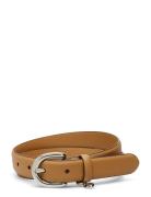 Charm Crosshatch Leather Belt Bälte Beige Lauren Ralph Lauren