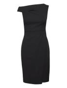 Calvin Klein Scuba Crepe Off Shoulder Dress Svart