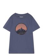 Color Kids T-Shirt W. Print - S/S, Cotton Blå