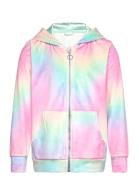 Hoodjacket Velour Rainbow Aop Tops Sweat-shirts & Hoodies Hoodies Pink...