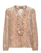 Mmleta Velvet Shirt Tops Blouses Long-sleeved Beige MOS MOSH