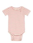 Body S/S Modal Striped Bodysuits Short-sleeved Red Petit Piao