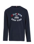 Tommy Hilfiger Monotype Flock Regular Tee Ls Marinblå