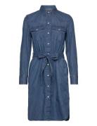 Belted Denim Shirtdress Knälång Klänning Blue Lauren Ralph Lauren