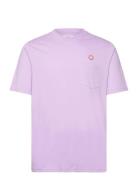 Adi Pocket Resort T-Shirt Gots T-shirts Short-sleeved Purple Double A ...