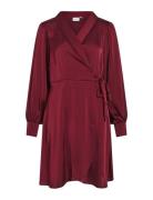 Vila Vienna Ravenna L/S Short Wrap Dress-Noos Röd