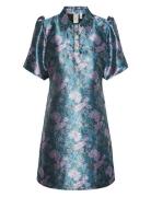 Yaslize Jacquard 2/4 Dress Kort Klänning Blue YAS