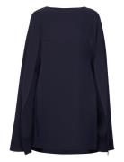 Cape Georgette Cocktail Dress Kort Klänning Navy Lauren Ralph Lauren