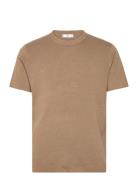 Mango Knit Cotton T-Shirt Brun