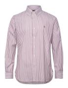 Polo Ralph Lauren Custom Fit Striped Pinpoint Oxford Shirt Burgundy