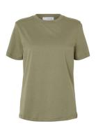 Slfmyessential Ss O-Neck Tee Tops T-shirts & Tops Short-sleeved Khaki ...