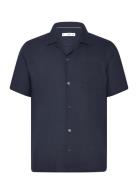 Mango Regular-Fit 100% Seersucker Cotton Shirt Marinblå