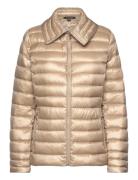 Over -Collar Quilted Down Coat Fodrad Jacka Beige Lauren Ralph Lauren