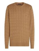 Tommy Hilfiger Classic Cotton Cable Crew Neck Brun