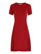 Co Jersey Stitch F&F Dress Knälång Klänning Red Tommy Hilfiger