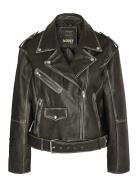 Nmnoel L/S Over Leather Biker Jacket Läderjacka Skinnjacka Black NOISY...